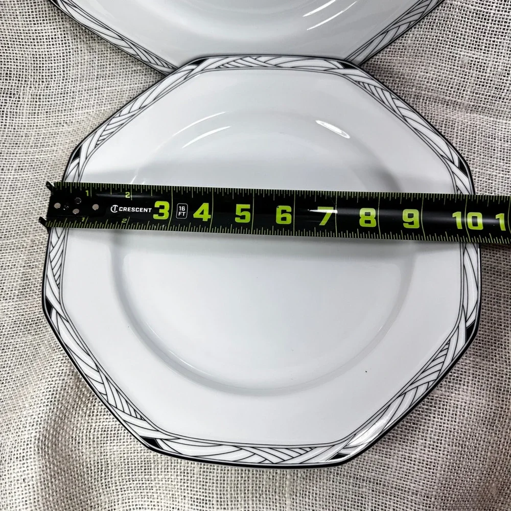 Studio Nova Synthesis Y0031 Octagonal Dinner Plates Black White Set of 2 10.5in‎